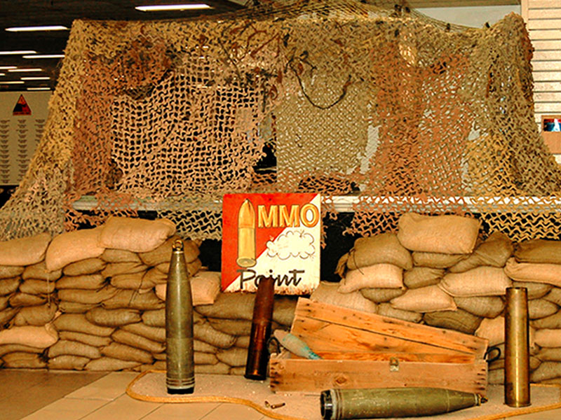 MMO Point museum exhibit inside Fort Bliss and Old Ironsides Museums.